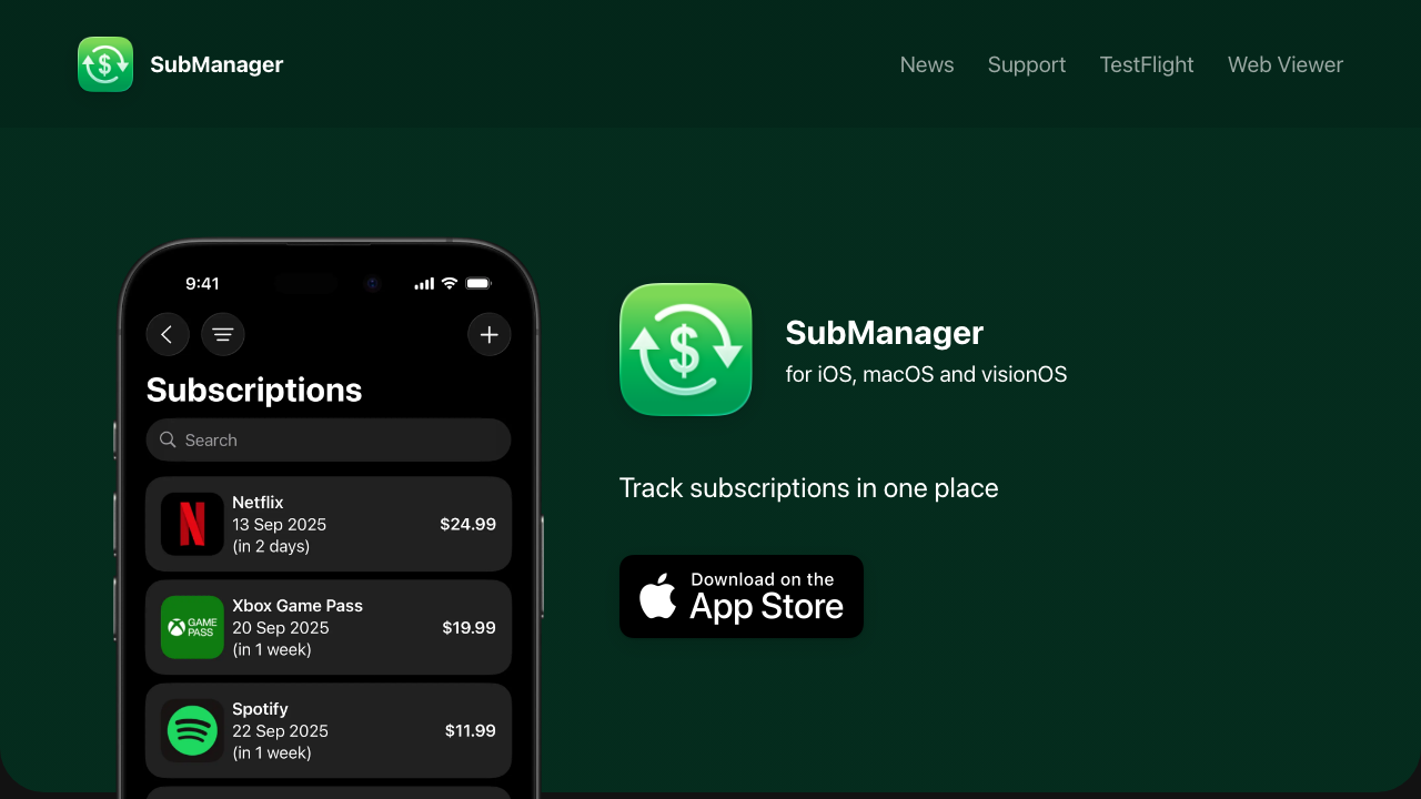 SubManager screenshot