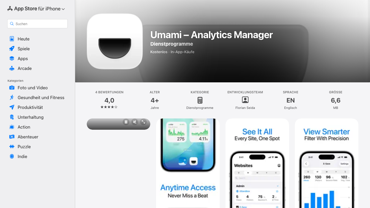 Umami Manager screenshot