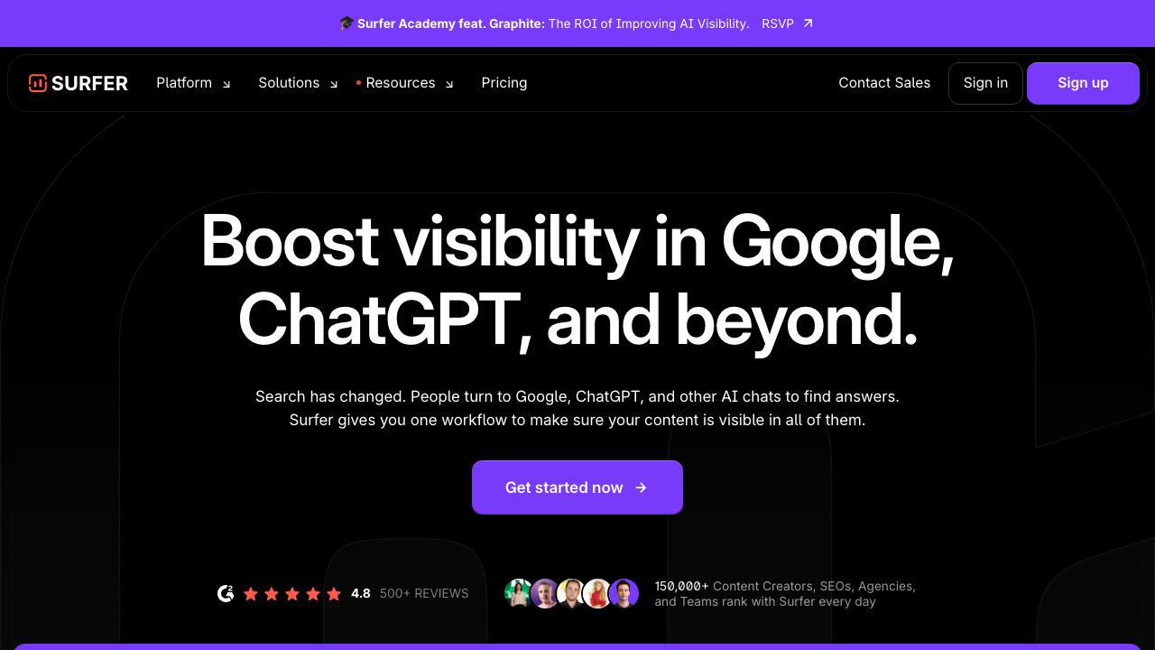 SurferSEO screenshot