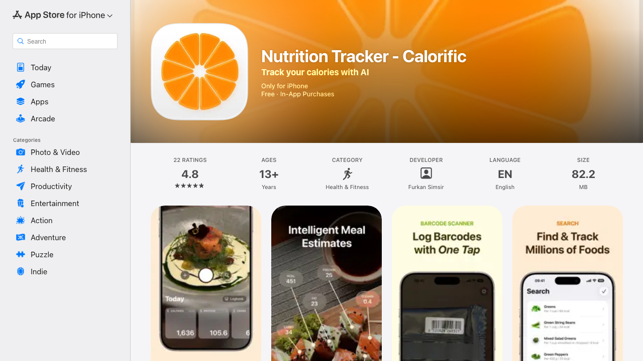 Calorific screenshot